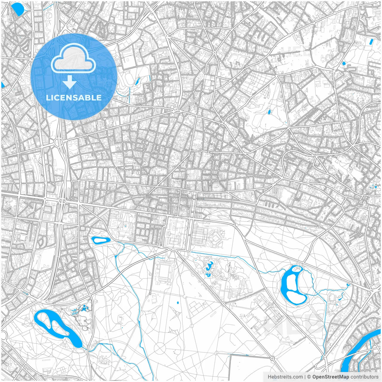 Vincennes, Val-de-Marne, France, city map with high resolution roads.