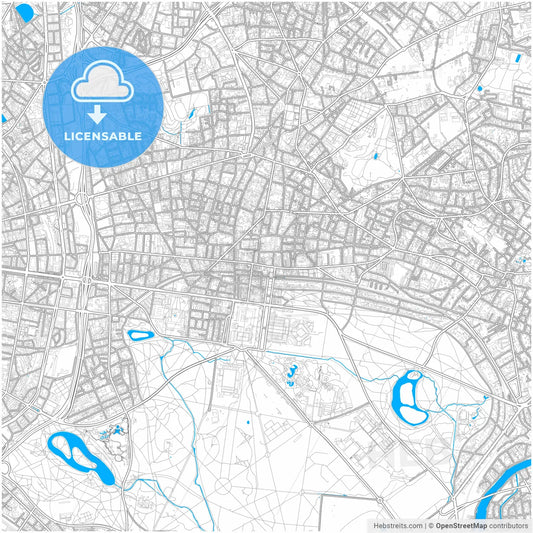 Vincennes, Val-de-Marne, France, city map with high resolution roads.