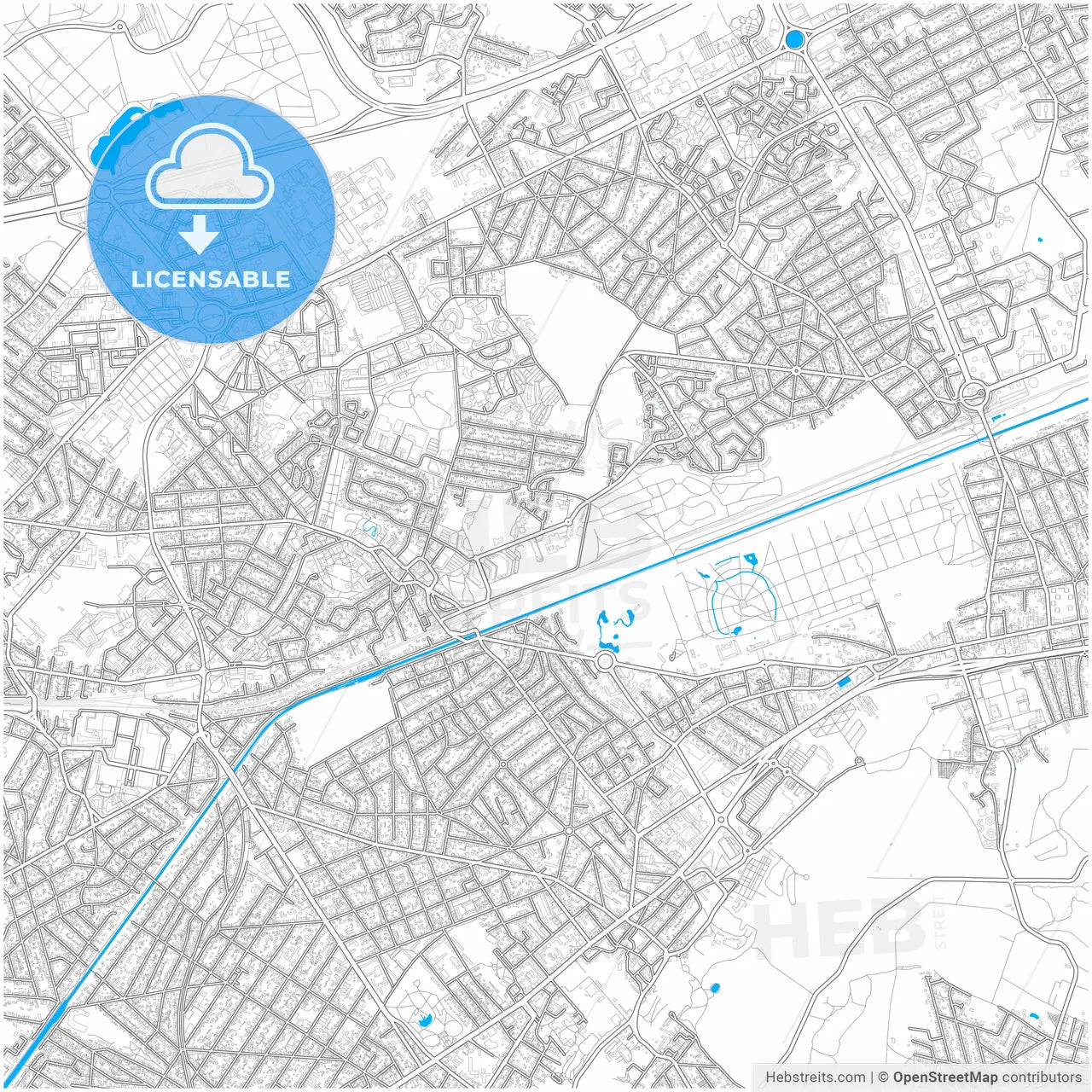 Sevran, Seine-Saint-Denis, France, city map with high resolution roads.
