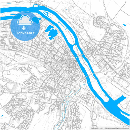 Mantes-la-Jolie, Yvelines, France, city map with high resolution roads.
