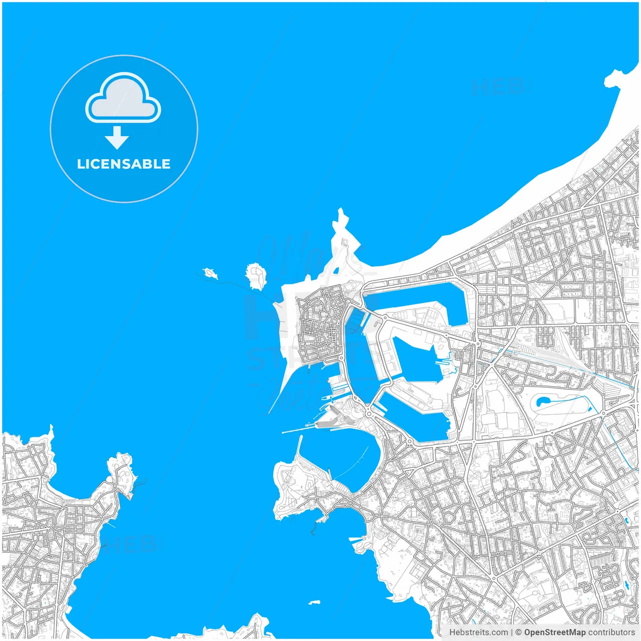 Saint-Malo, Ille-et-Vilaine, France, city map with high resolution roads.
