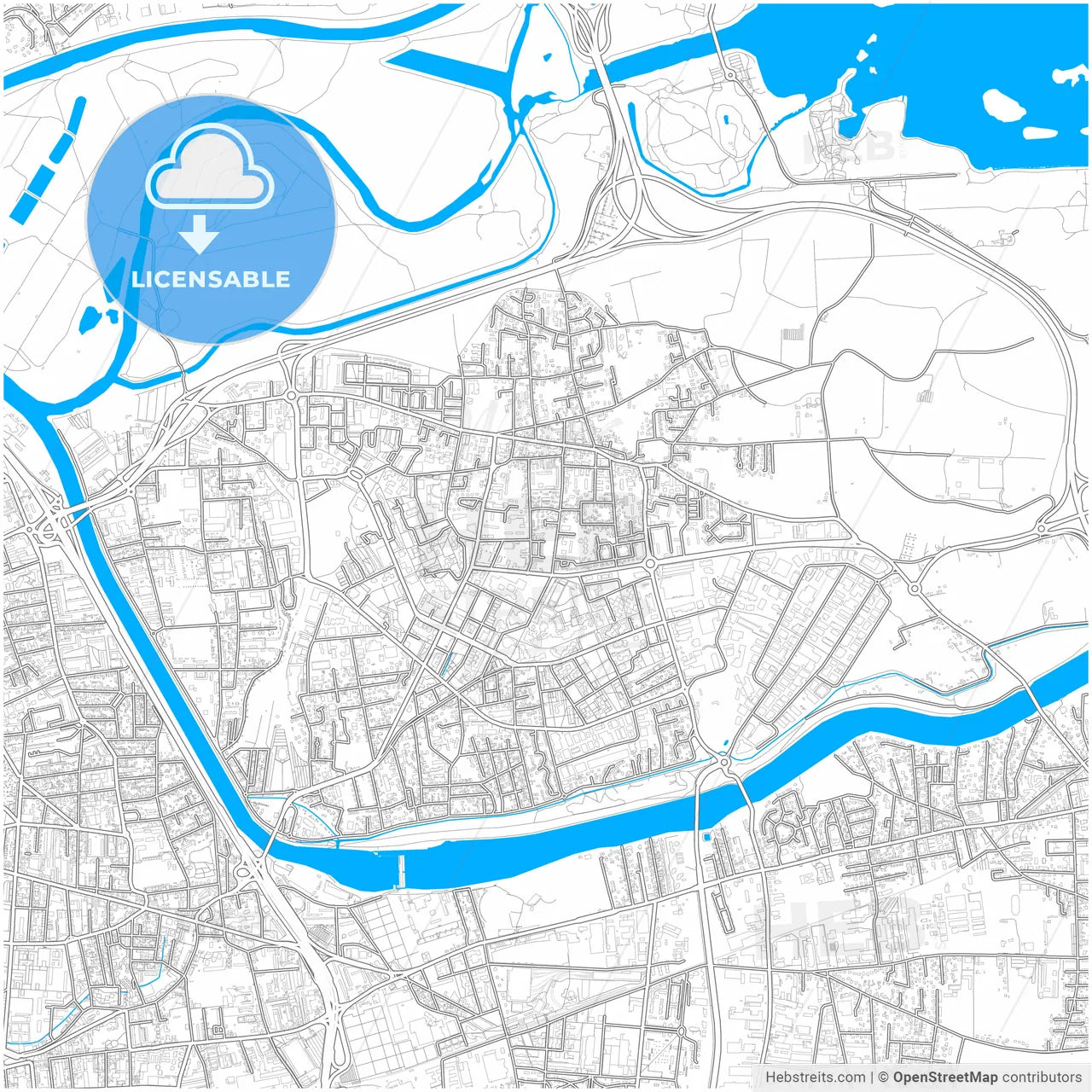 Vaulx-en-Velin, Rhône, France, city map with high resolution roads.