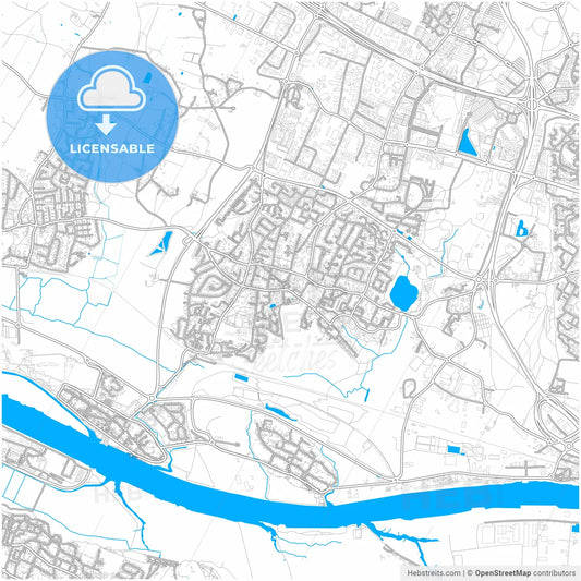 Saint-Herblain, Loire-Atlantique, France, city map with high resolution roads.