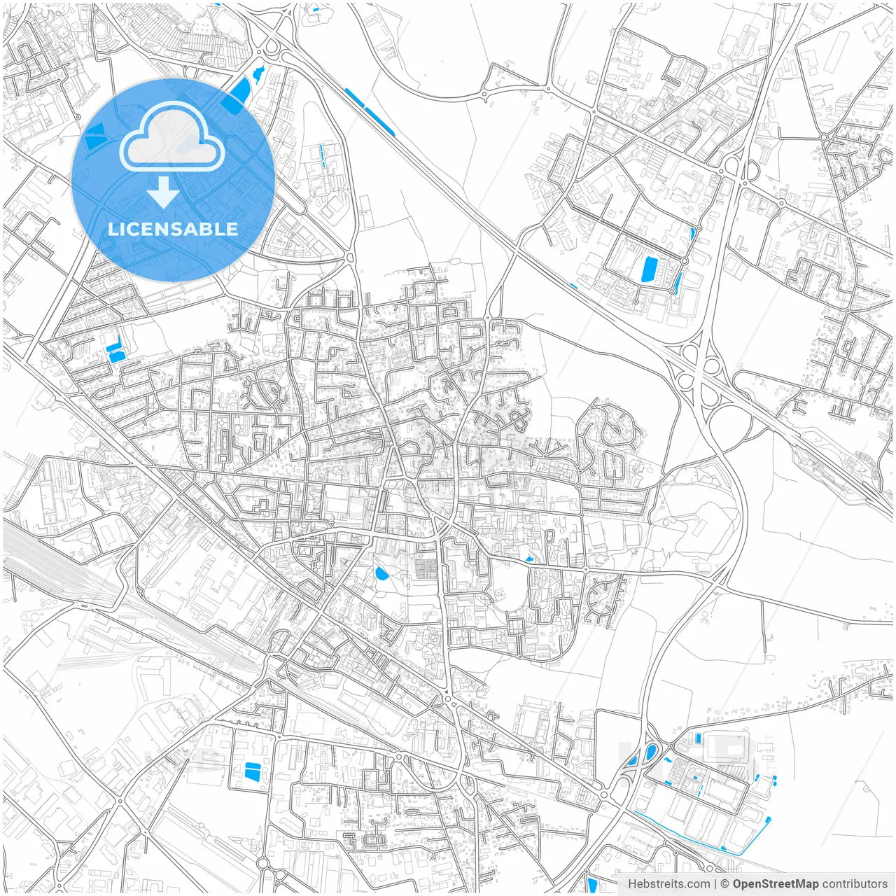 Saint-Priest, Rhône, France, city map with high resolution roads.