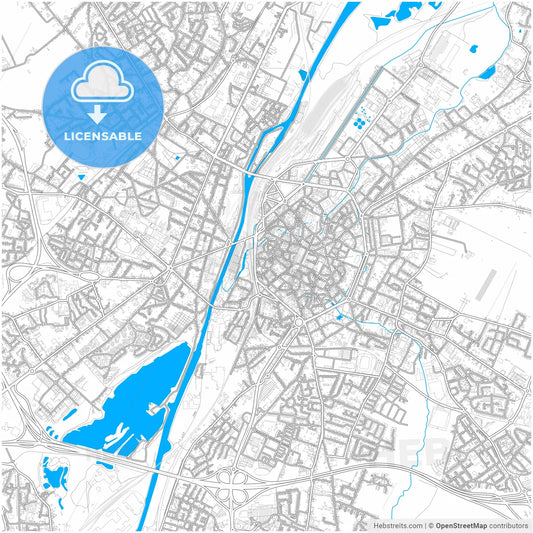Valenciennes, Nord, France, city map with high resolution roads.