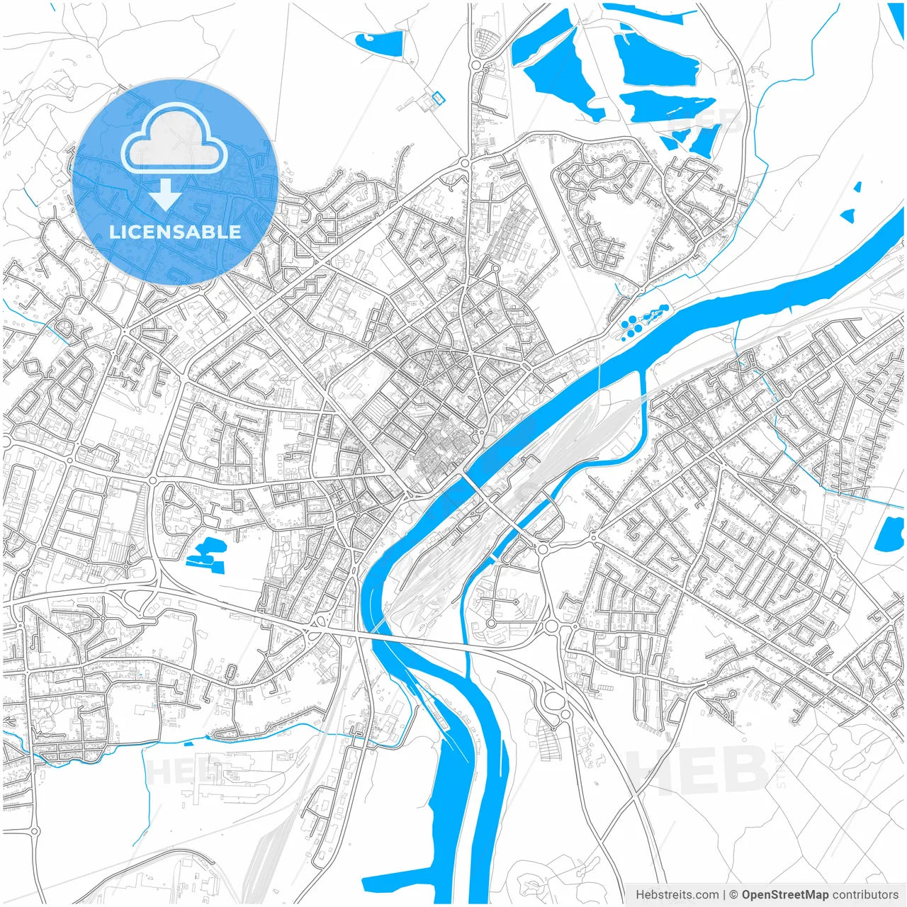 Thionville, Moselle, France, city map with high resolution roads.