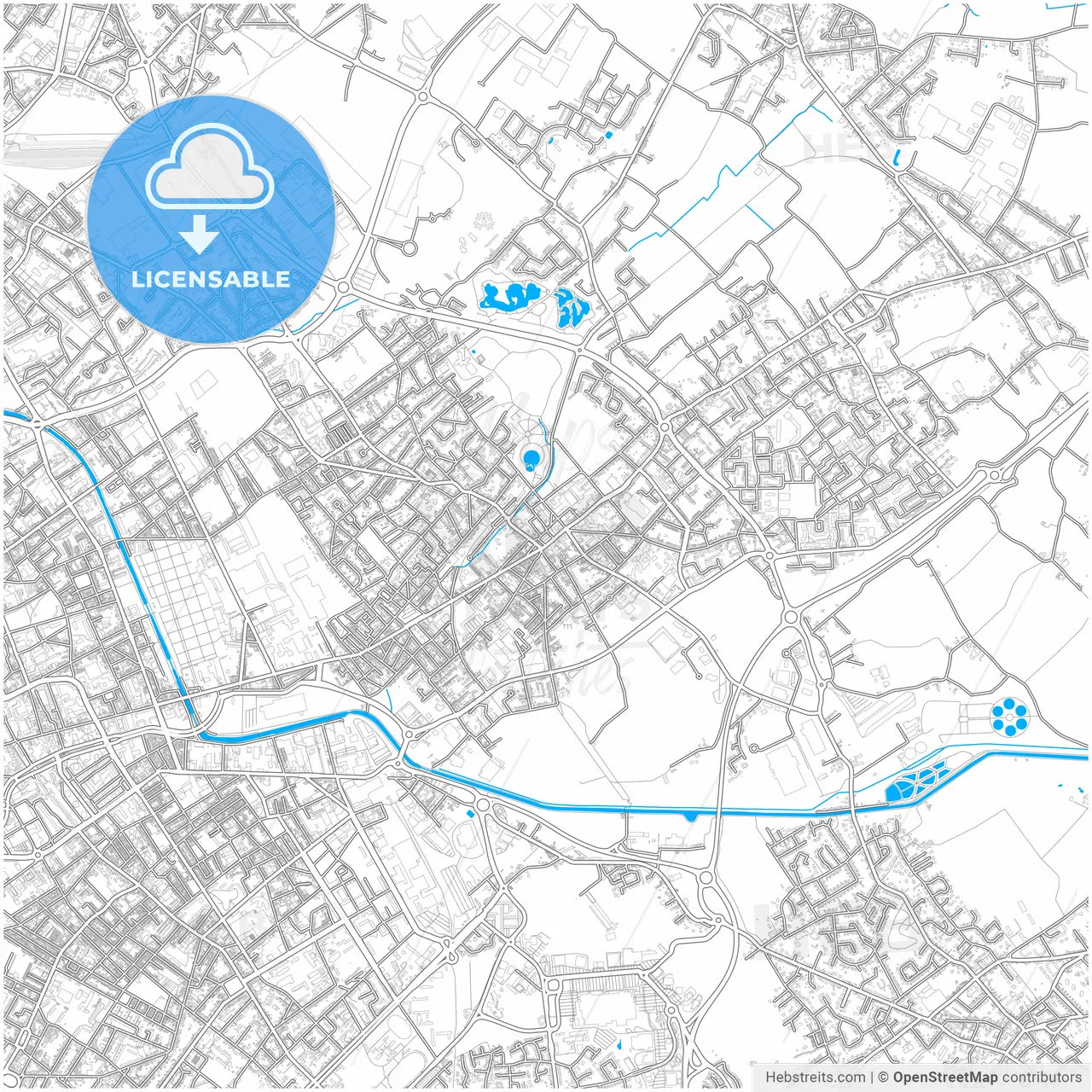 Wattrelos, Nord, France, city map with high resolution roads.
