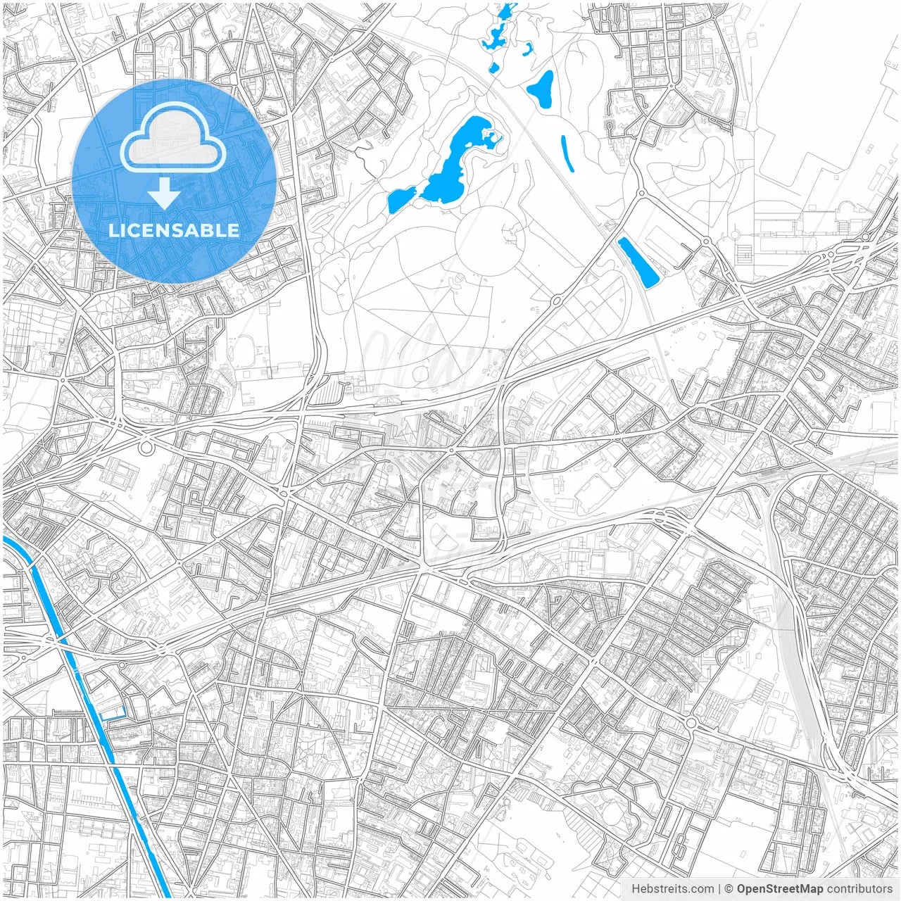 La Courneuve, Seine-Saint-Denis, France, city map with high resolution roads.
