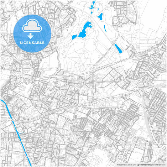 La Courneuve, Seine-Saint-Denis, France, city map with high resolution roads.