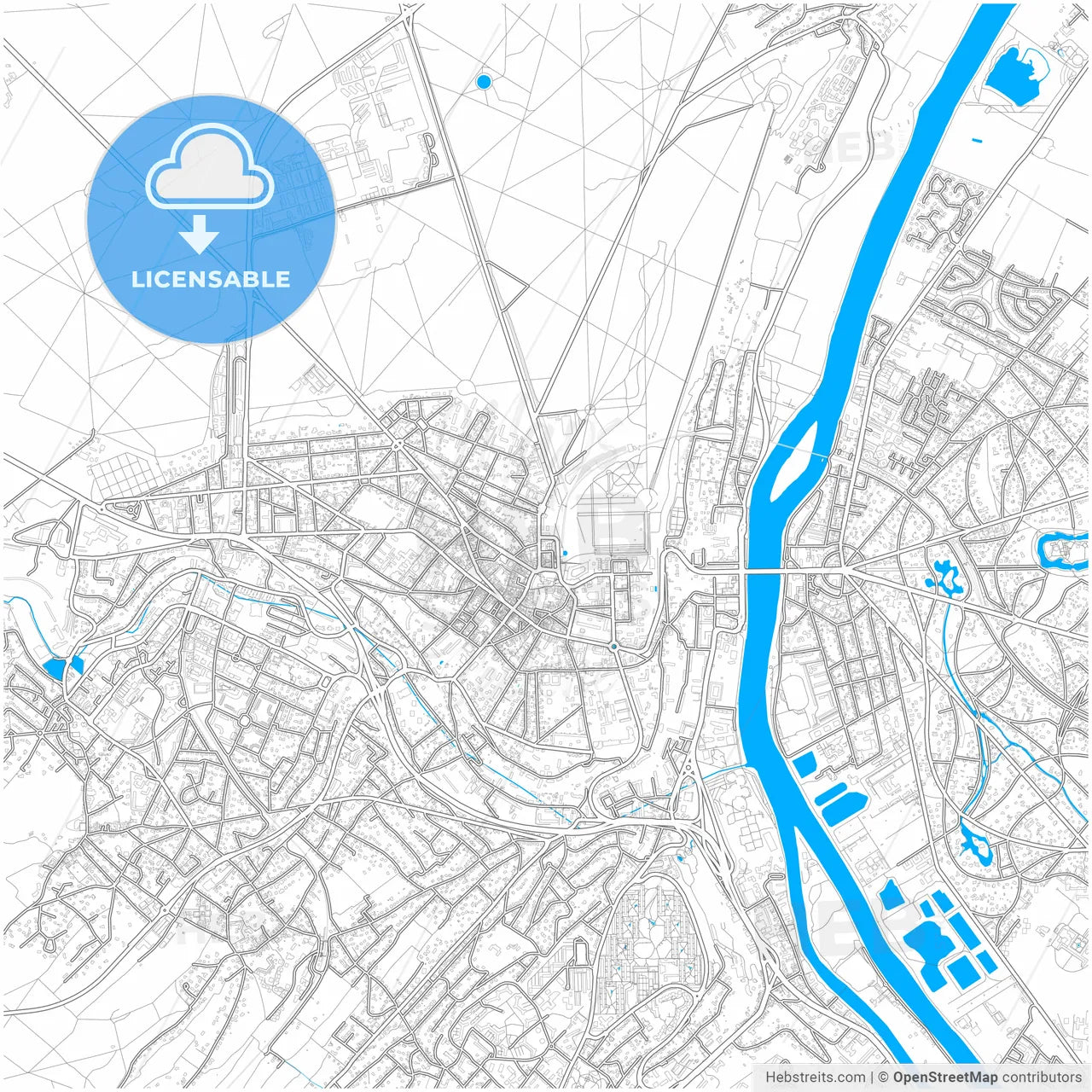 Saint-Germain-en-Laye, Yvelines, France, city map with high resolution roads.