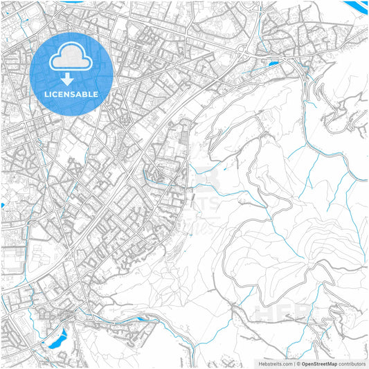 Saint-Martin-d Hères, Isère, France, city map with high resolution roads.
