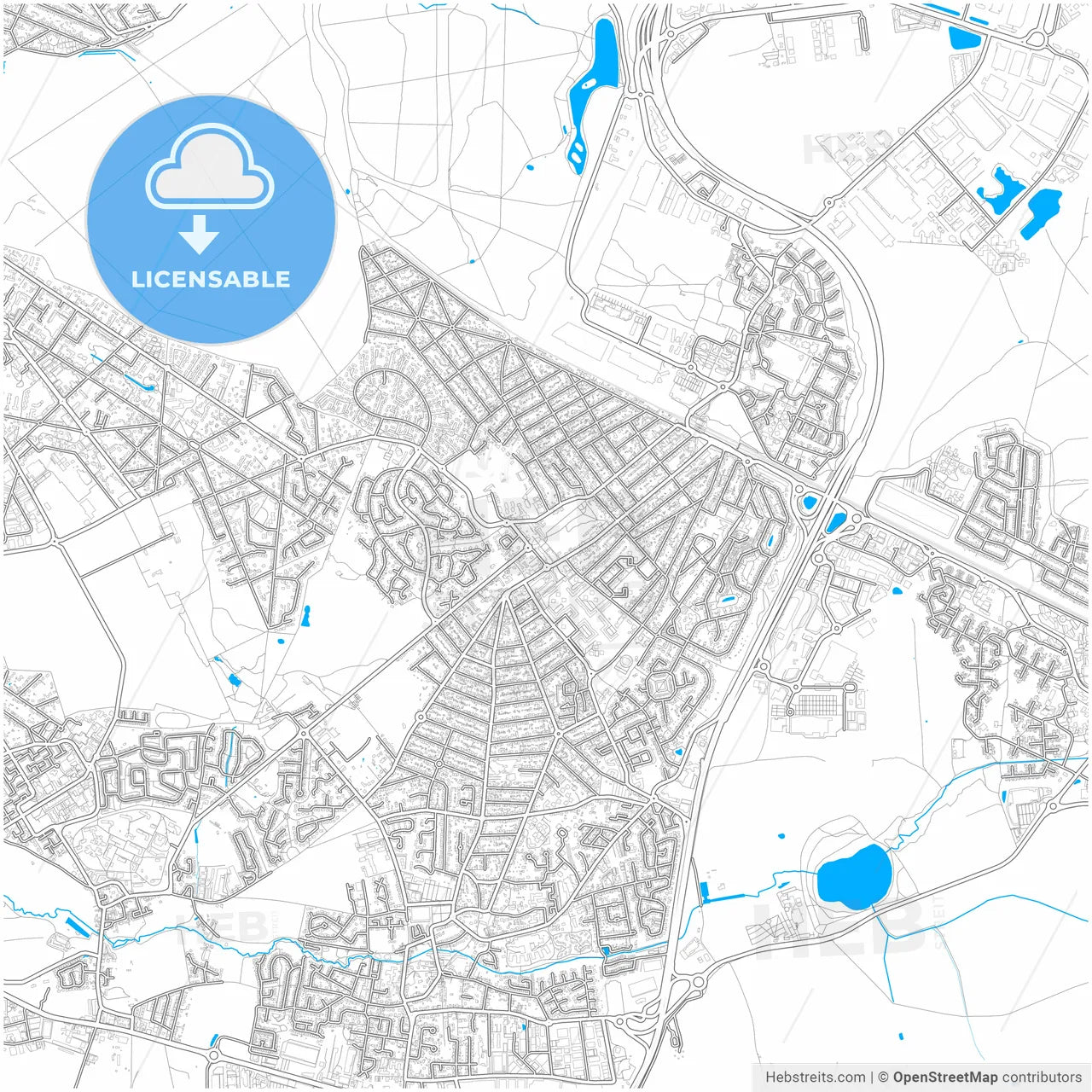 Pontault-Combault, Seine-et-Marne, France, city map with high resolution roads.