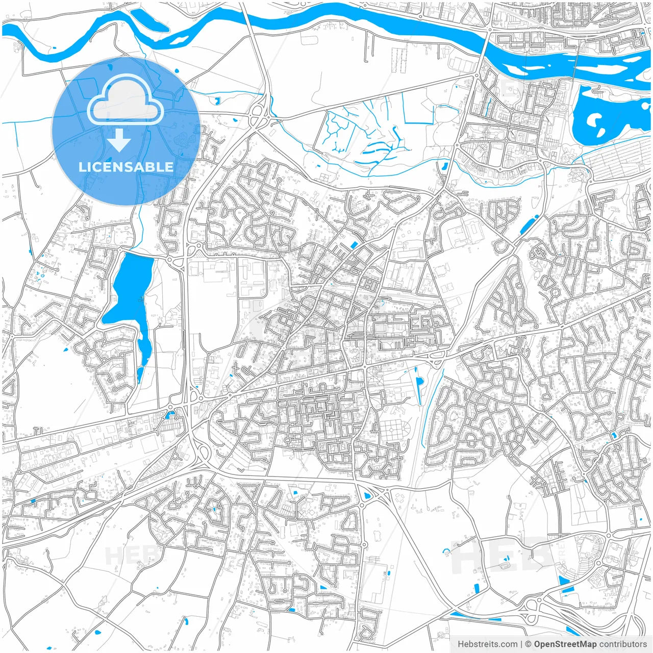 Joué-lès-Tours, Indre-et-Loire, France, city map with high resolution roads.