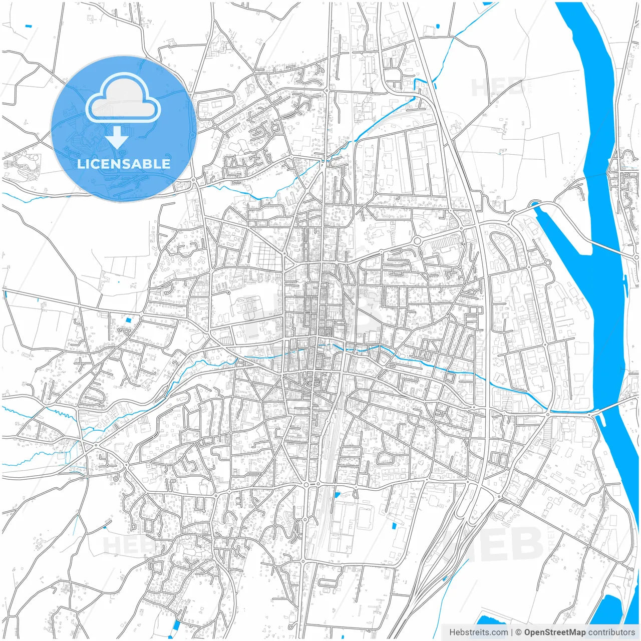 Villefranche-sur-Saône, Rhône, France, city map with high resolution roads.