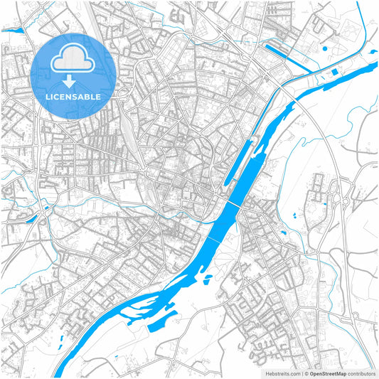 Roanne, Loire, France, city map with high resolution roads.
