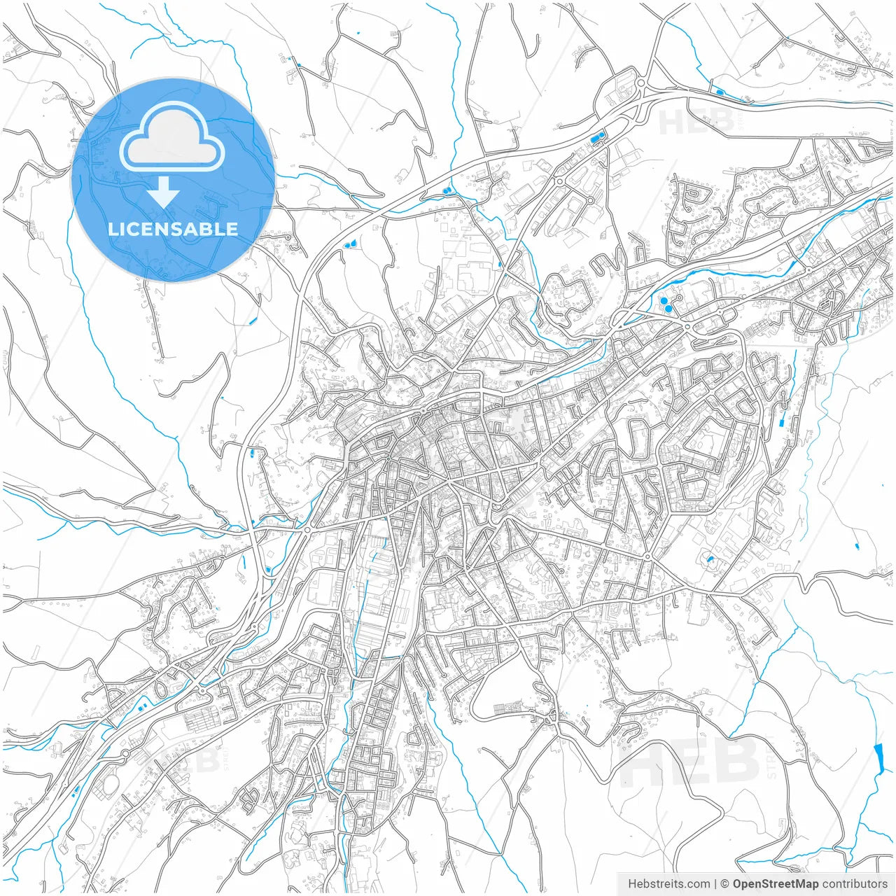 Saint-Chamond, Loire, France, city map with high resolution roads.