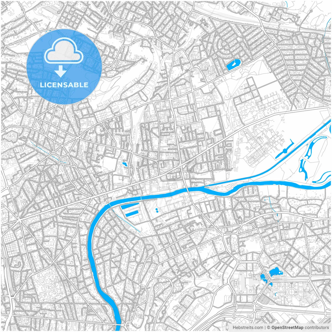 Neuilly-sur-Marne, Seine-Saint-Denis, France, city map with high resolution roads.