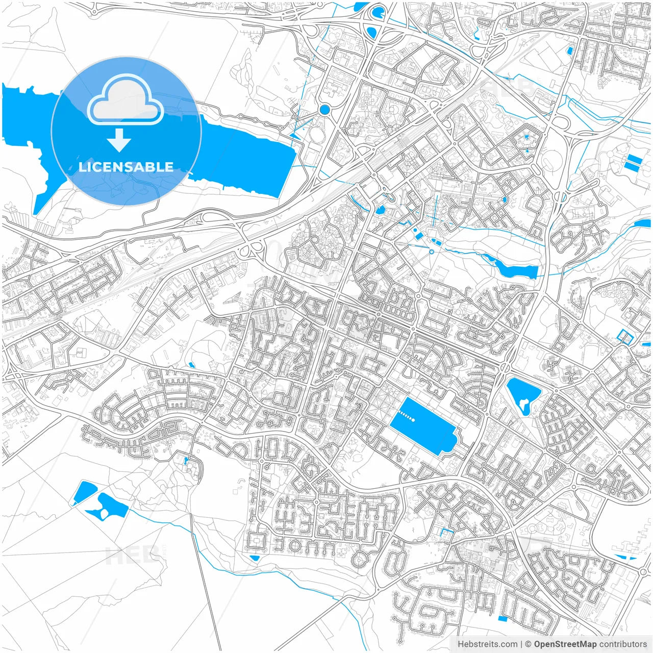 Montigny-le-Bretonneux, Yvelines, France, city map with high resolution roads.