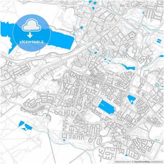 Montigny-le-Bretonneux, Yvelines, France, city map with high resolution roads.
