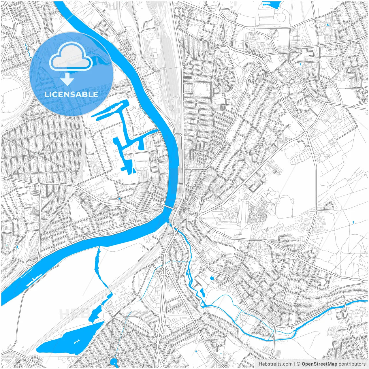 Villeneuve-Saint-Georges, Val-de-Marne, France, city map with high resolution roads.