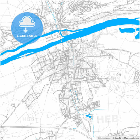 Les Mureaux, Yvelines, France, city map with high resolution roads.