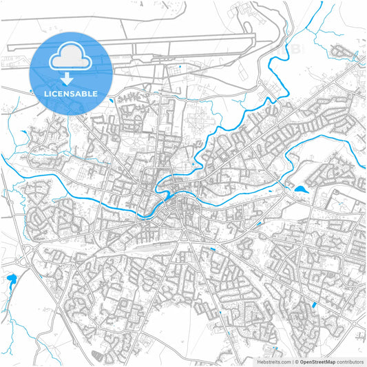 Mont-de-Marsan, Landes, France, city map with high resolution roads.