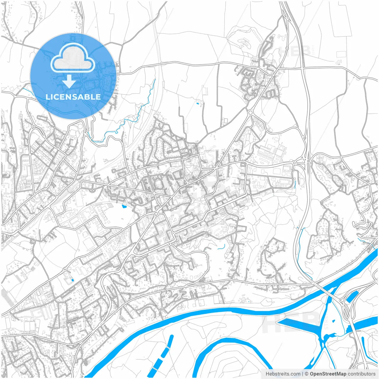 Rillieux-la-Pape, Rhône, France, city map with high resolution roads.