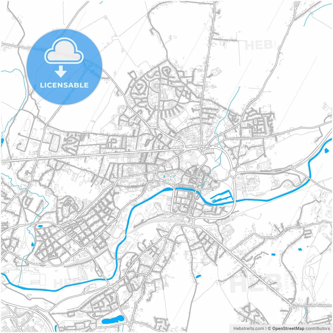 Maubeuge, Nord, France, city map with high resolution roads.