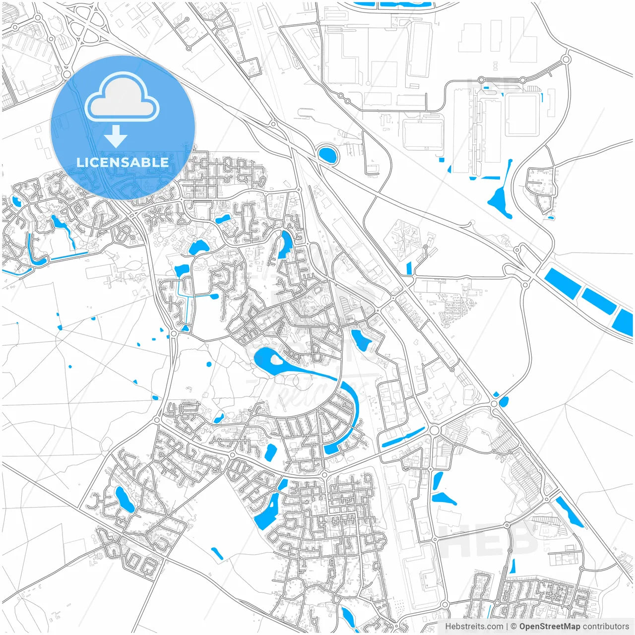 Savigny-le-Temple, Seine-et-Marne, France, city map with high resolution roads.