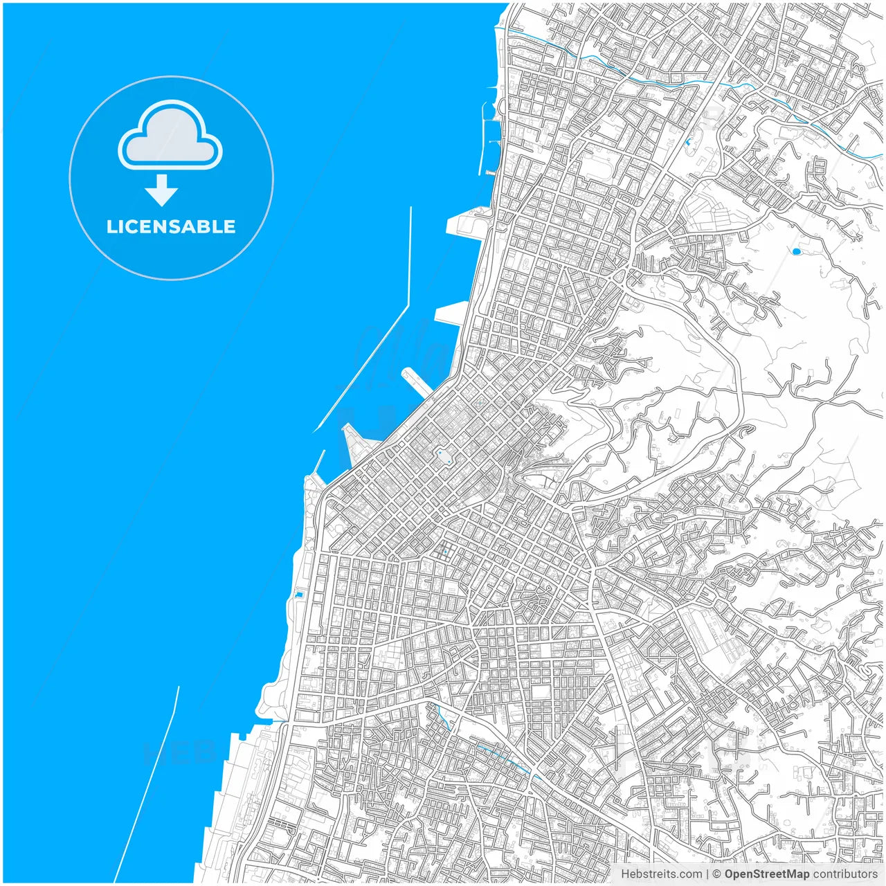 Patras, Western Greece, Greece, city map with high resolution roads.