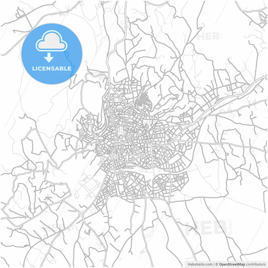 Kozani, Western Macedonia, Greece, city map with high resolution roads.