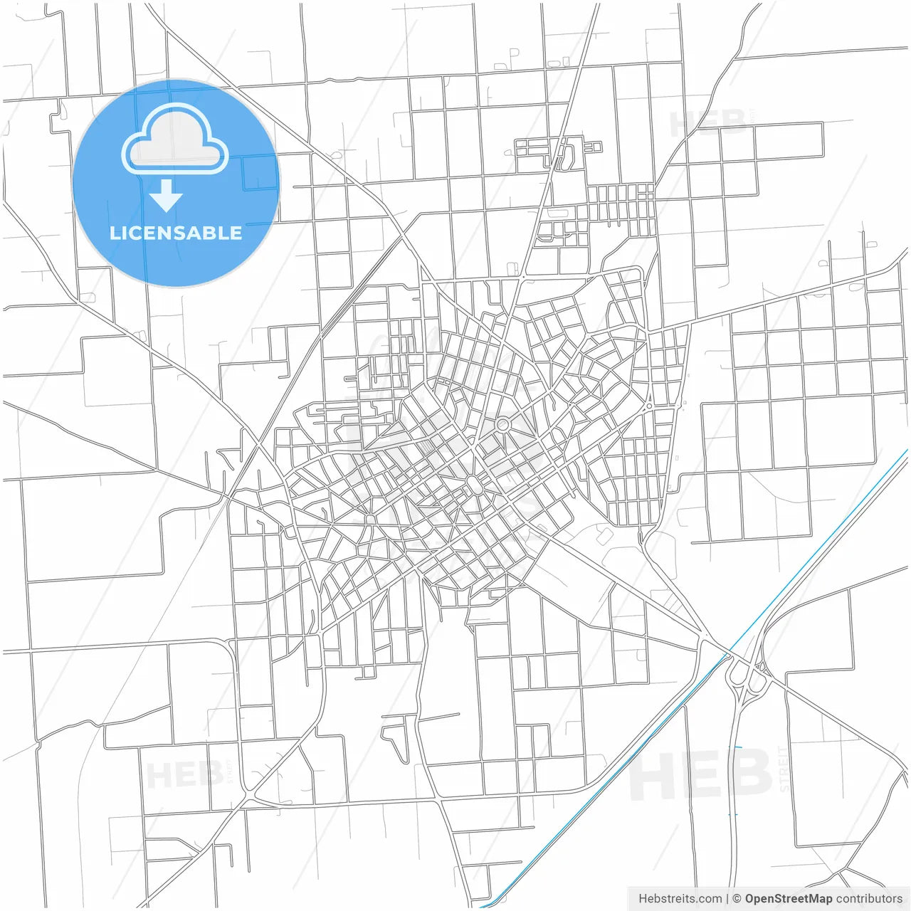 Ptolemaida, Western Macedonia, Greece, city map with high resolution roads.