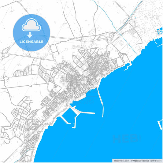 Manfredonia, Apulia, Italy, city map with high resolution roads.