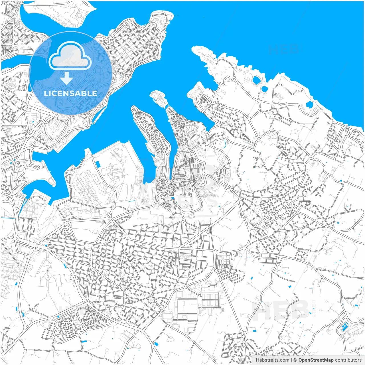 Bormla, South Eastern Region, Malta, city map with high resolution roads.