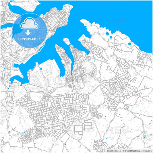 Bormla, South Eastern Region, Malta, city map with high resolution roads.