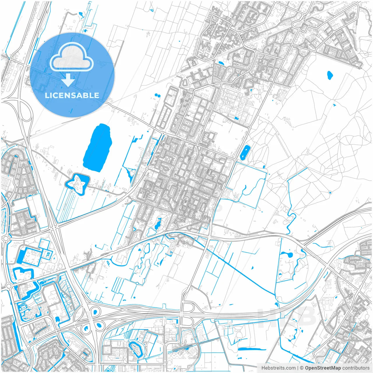 De Bilt, Utrecht, Netherlands, city map with high resolution roads.