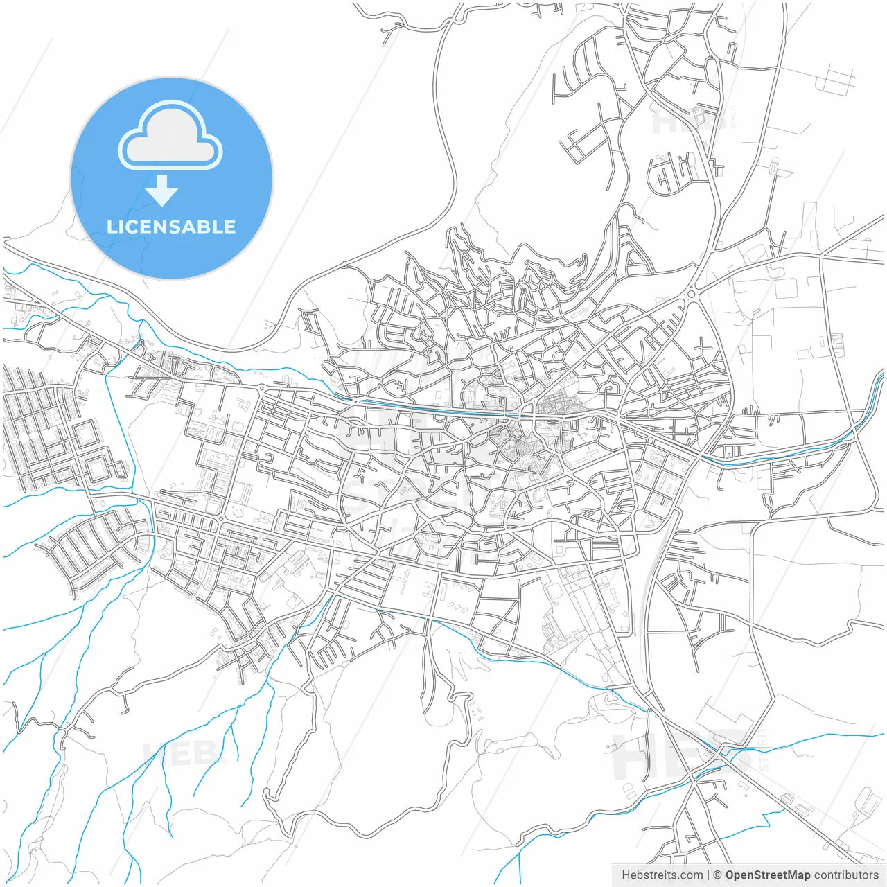 Bitola, North Macedonia, city map with high resolution roads.