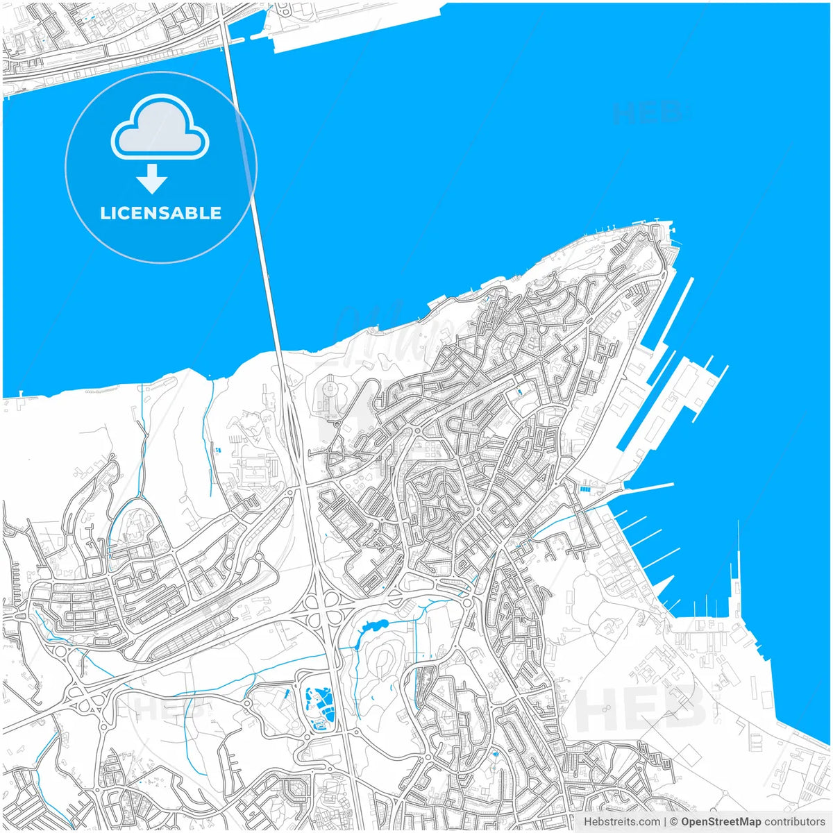 Almada, Setúbal, Portugal, city map with high resolution roads.
