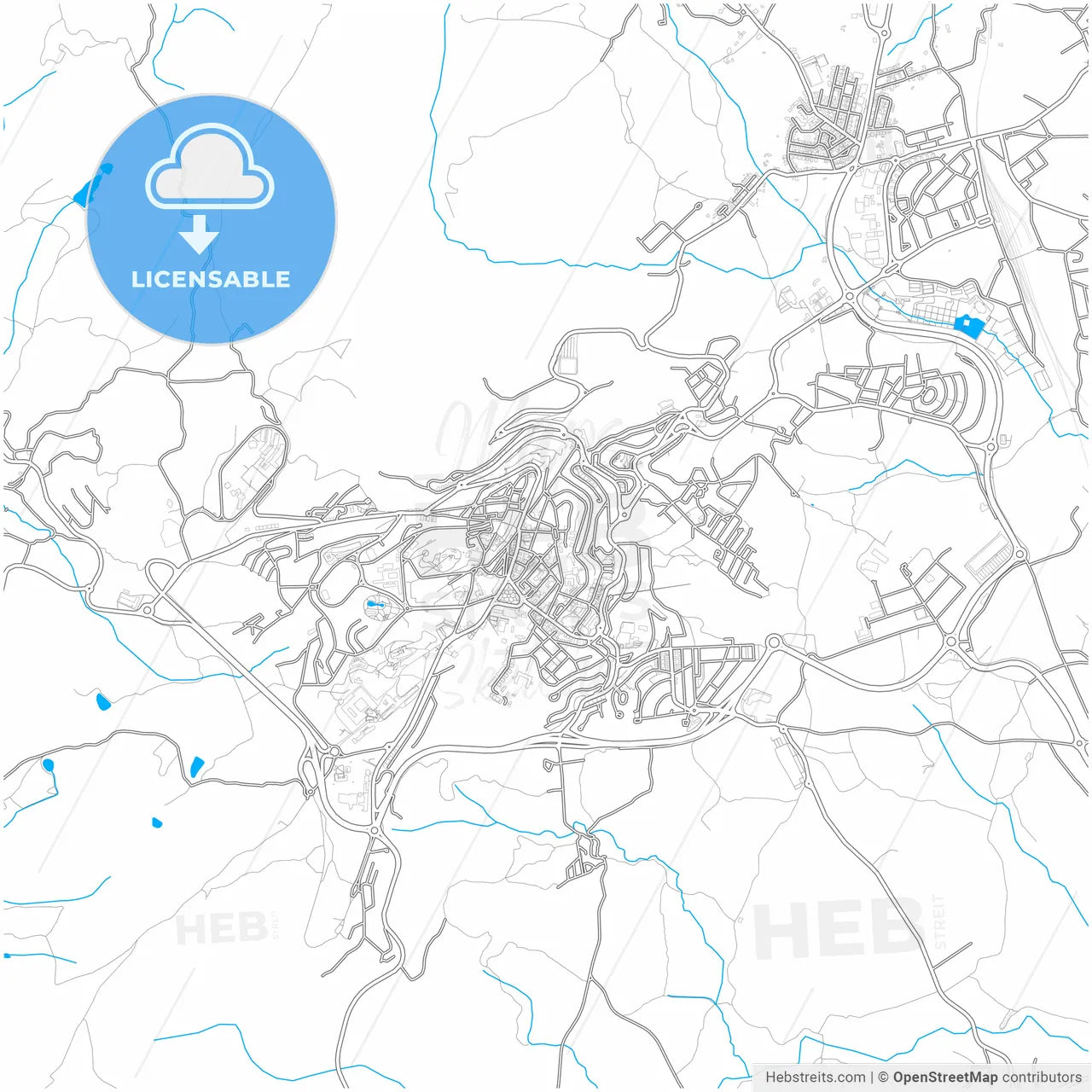 Guarda, Guarda, Portugal, city map with high resolution roads.
