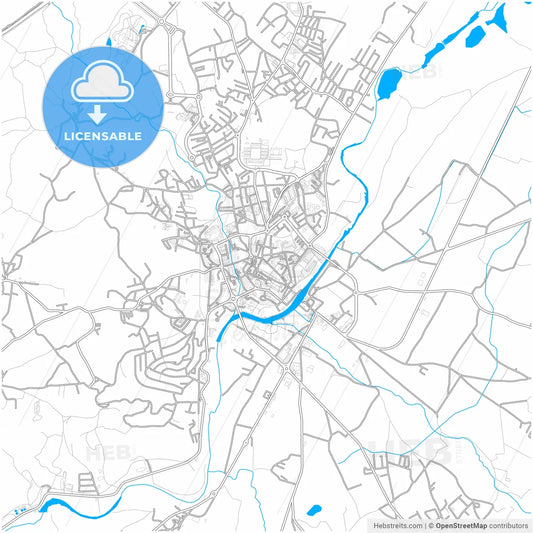 Chaves, Vila Real, Portugal, city map with high resolution roads.