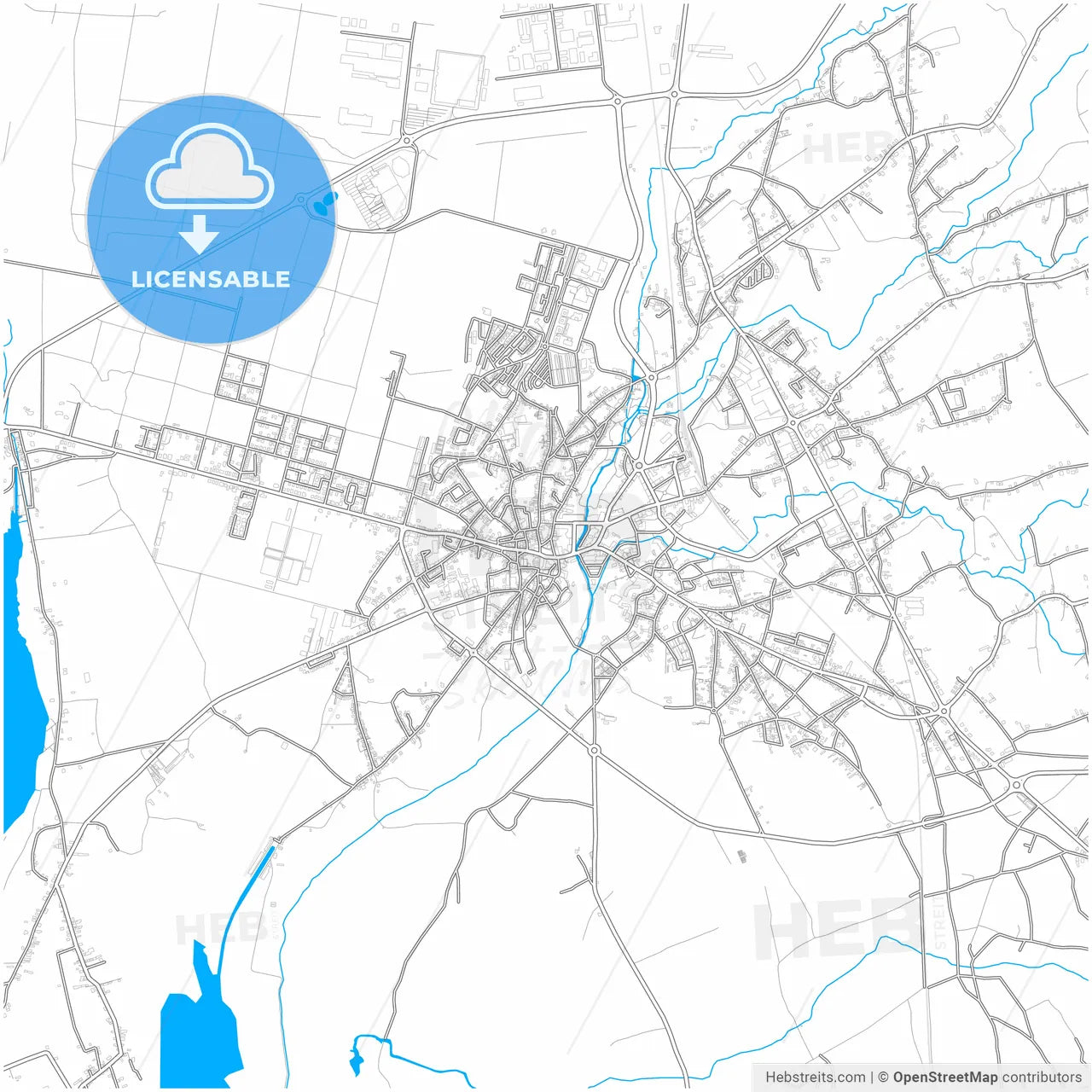 Ovar, Aveiro, Portugal, city map with high resolution roads.