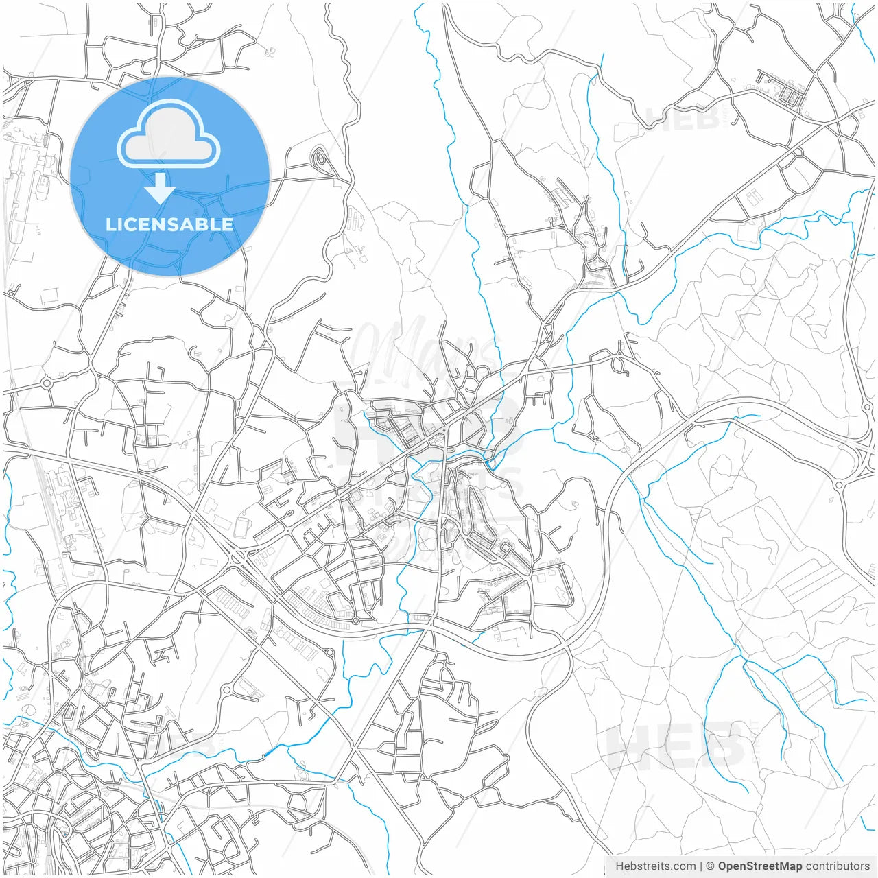 Alfena, Porto, Portugal, city map with high resolution roads.