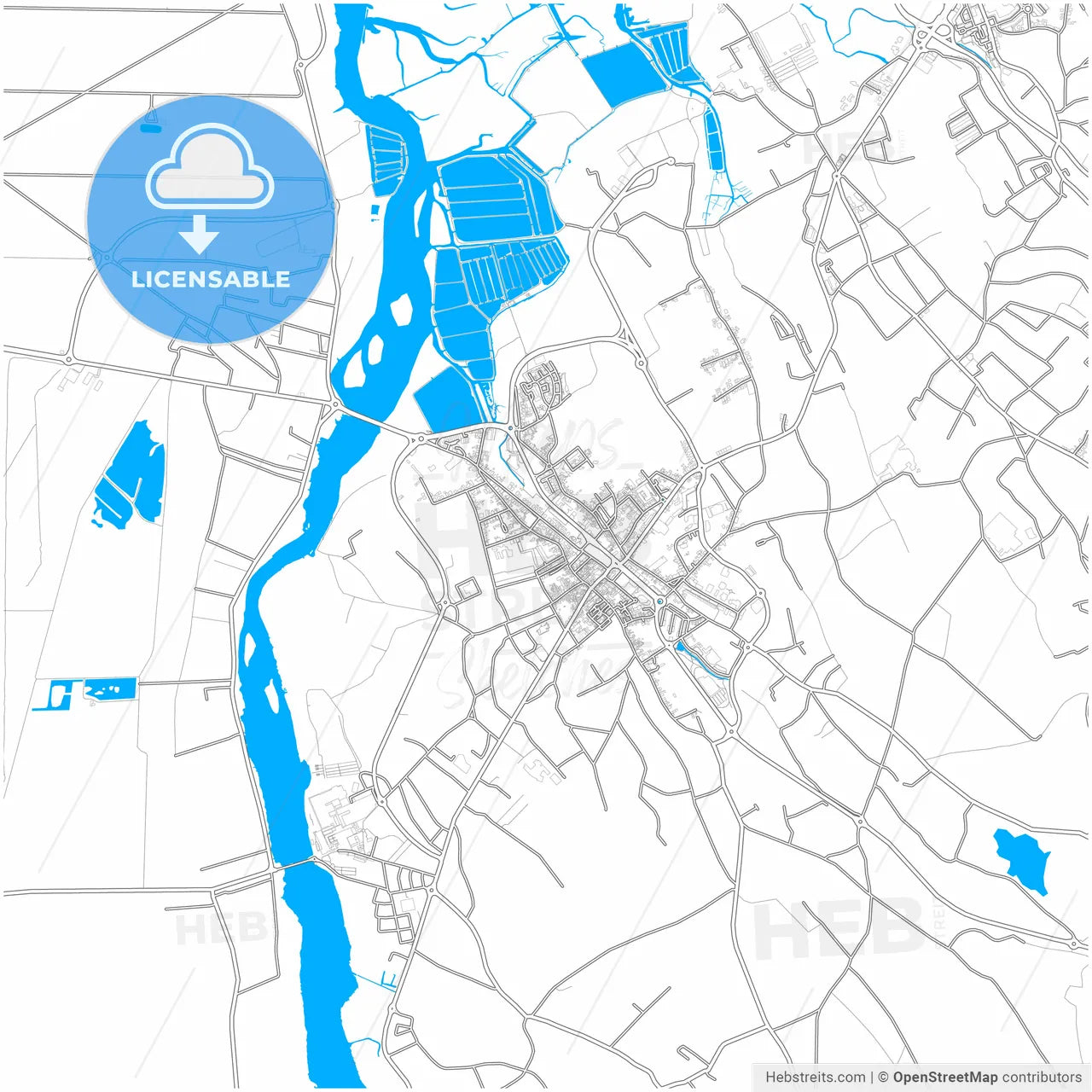 Ílhavo, Aveiro, Portugal, city map with high resolution roads.