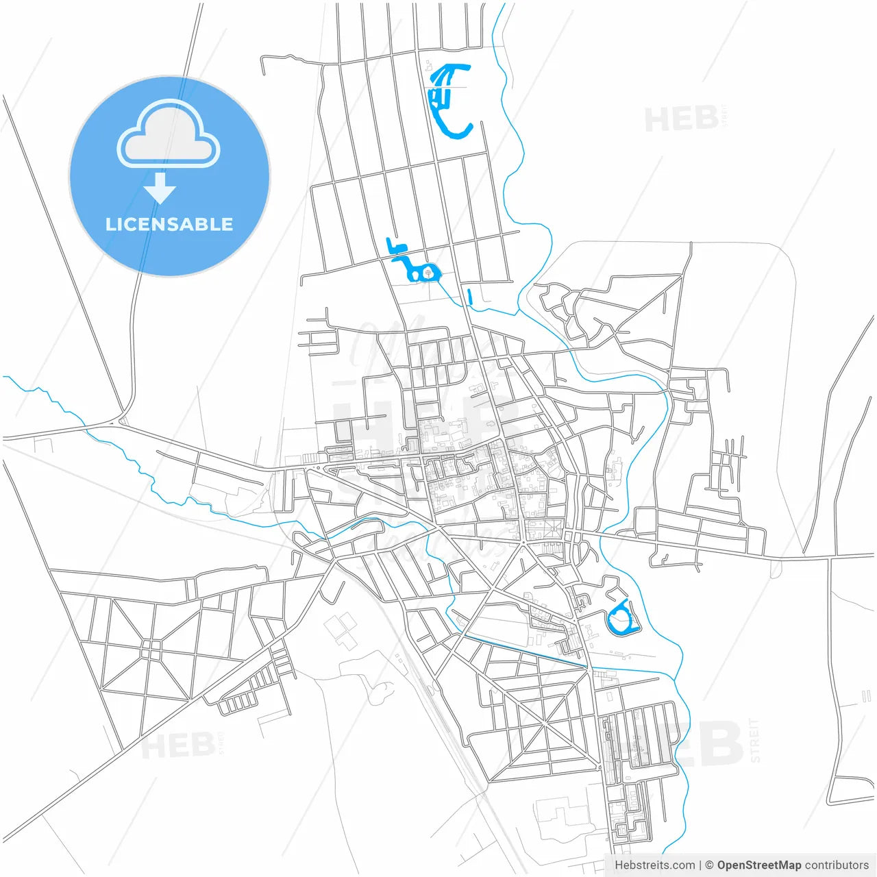 Tecuci, Galați, Romania, city map with high resolution roads.