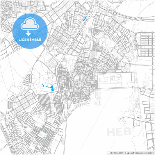 Getafe, Madrid, Spain, city map with high resolution roads.