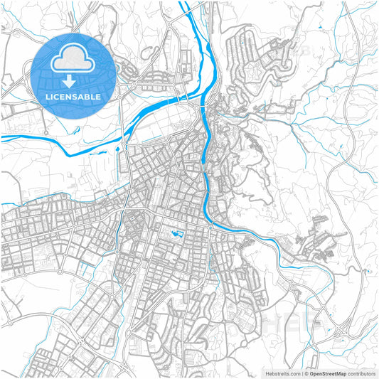 Girona, Spain, city map with high resolution roads.