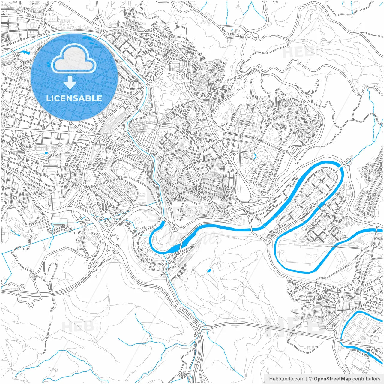 Santutxu, Bilbao, Spain, city map with high resolution roads.