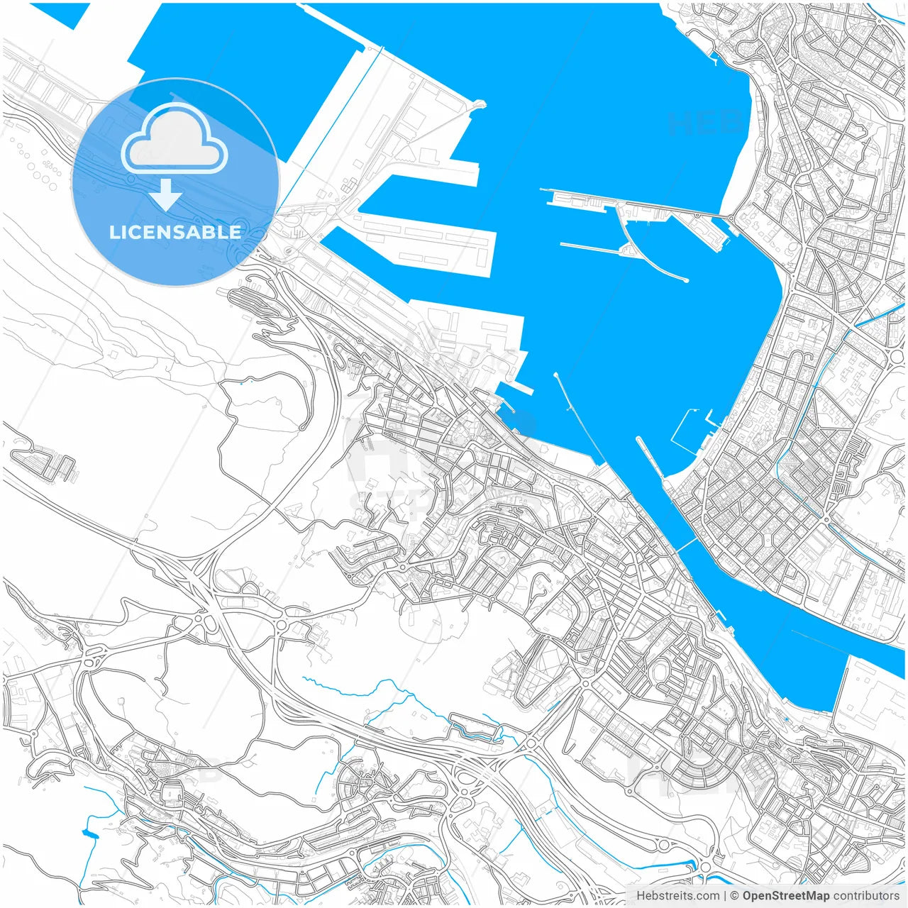 Santurtzi, Biscay, Spain, city map with high resolution roads.