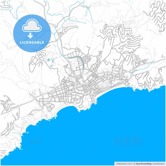 Lloret de Mar, Girona, Spain, city map with high resolution roads.
