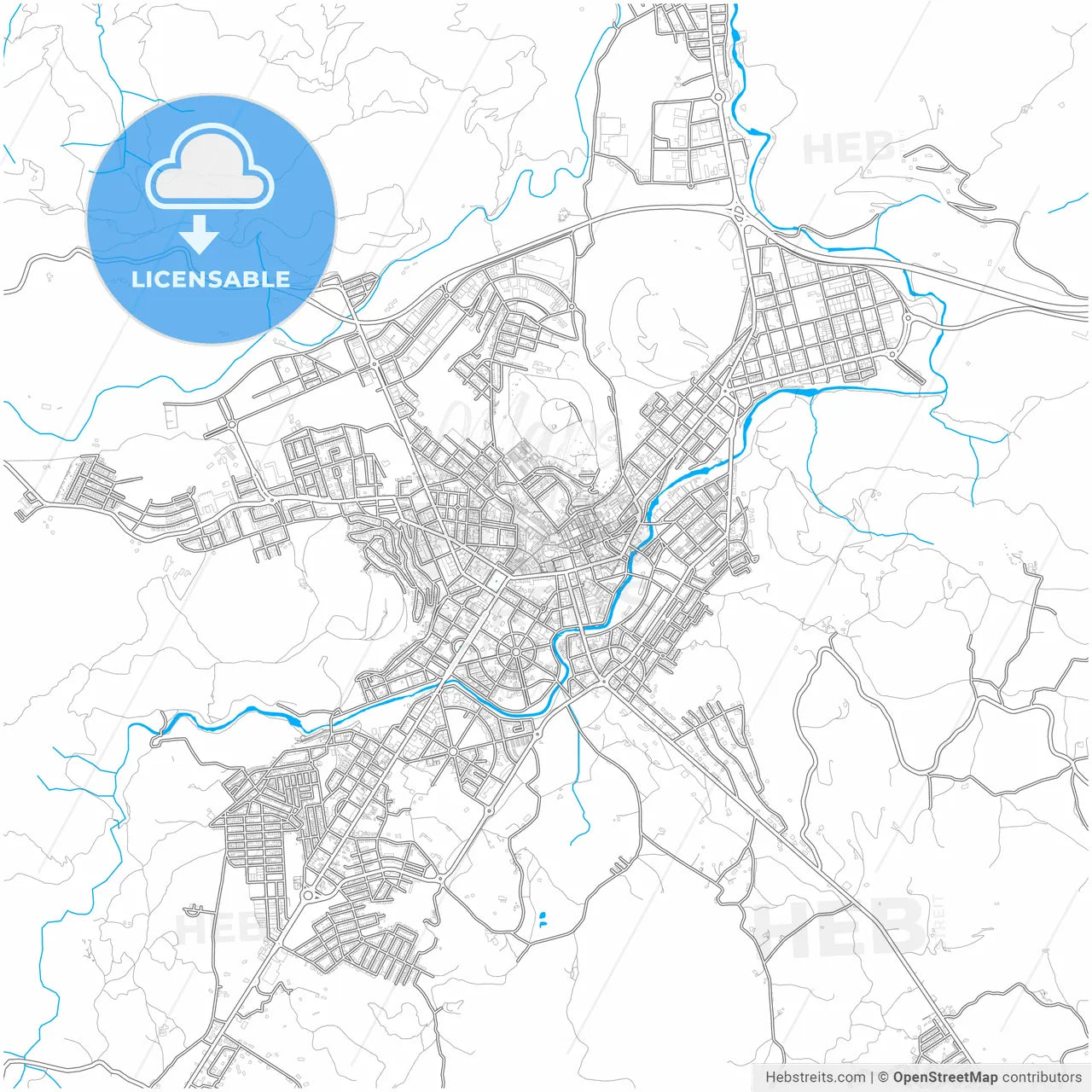 Olot, Girona, Spain, city map with high resolution roads.
